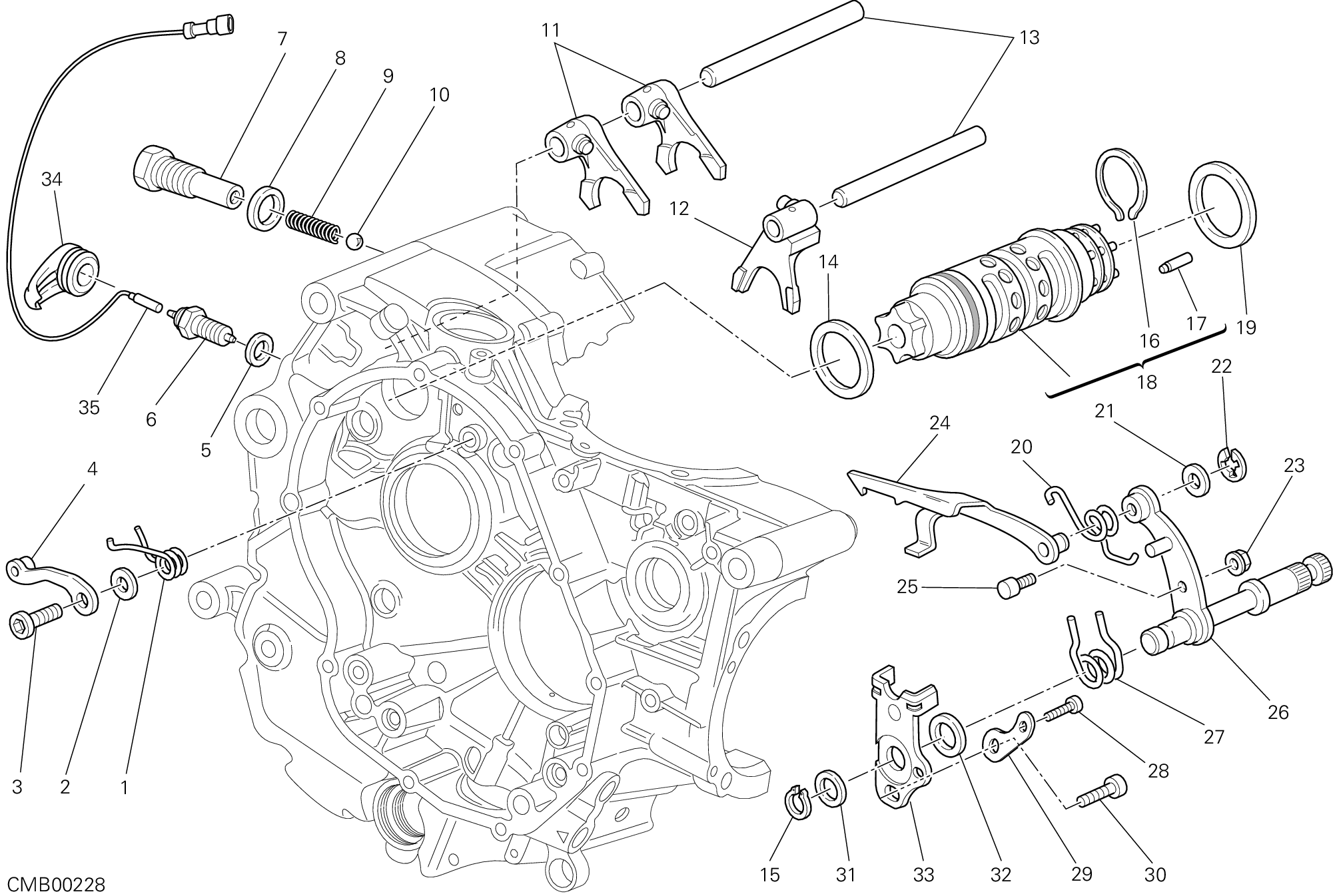 Tambour changement vitesse - fourchette