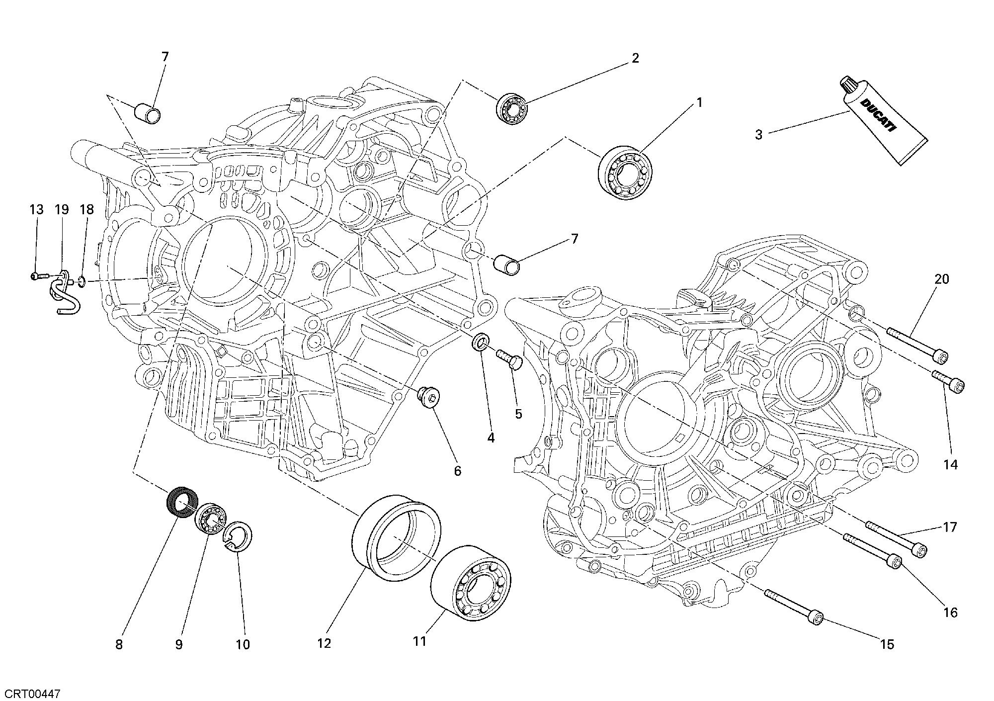 Roulements carter moteur