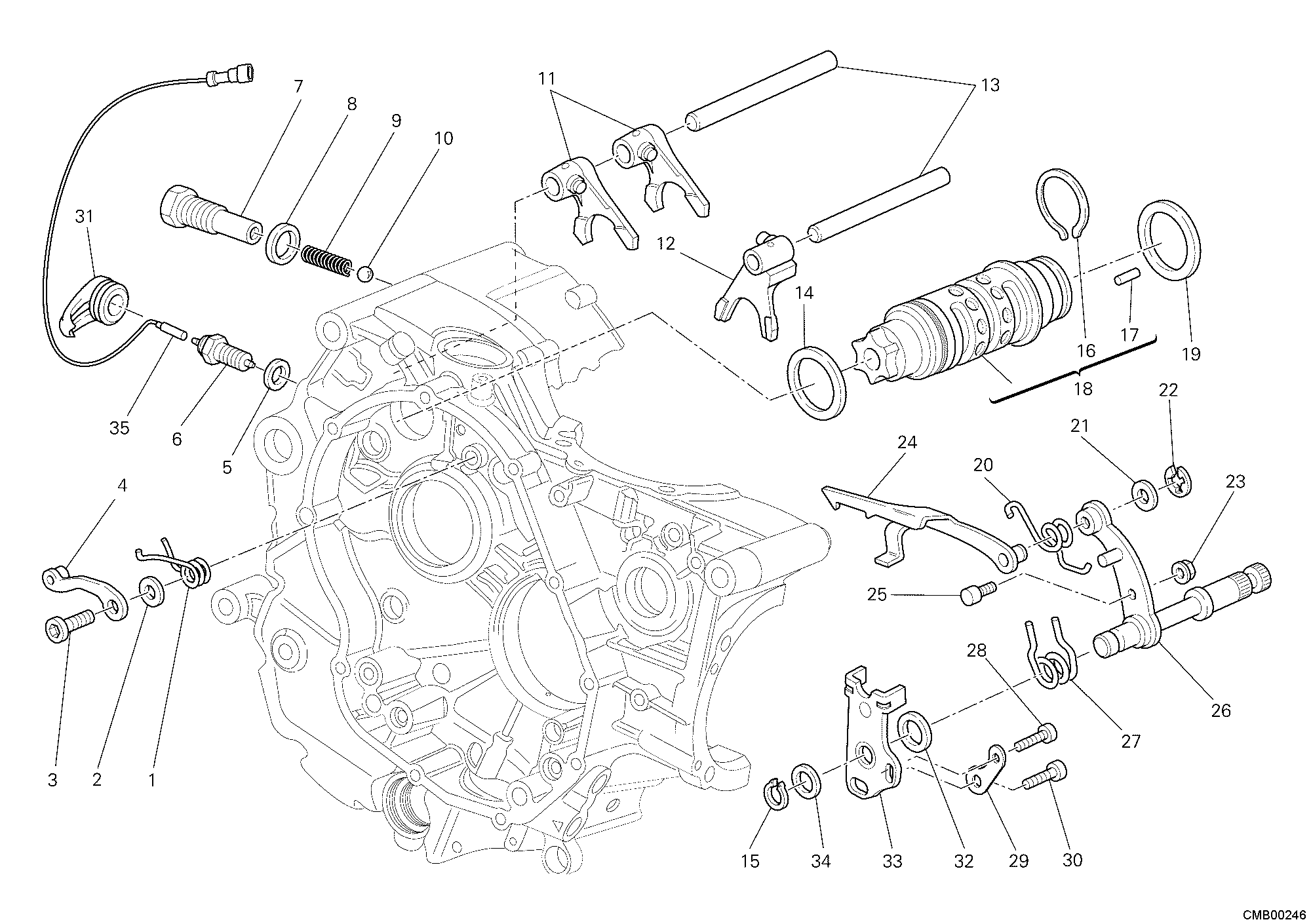 Tambour changement vitesse - fourchette