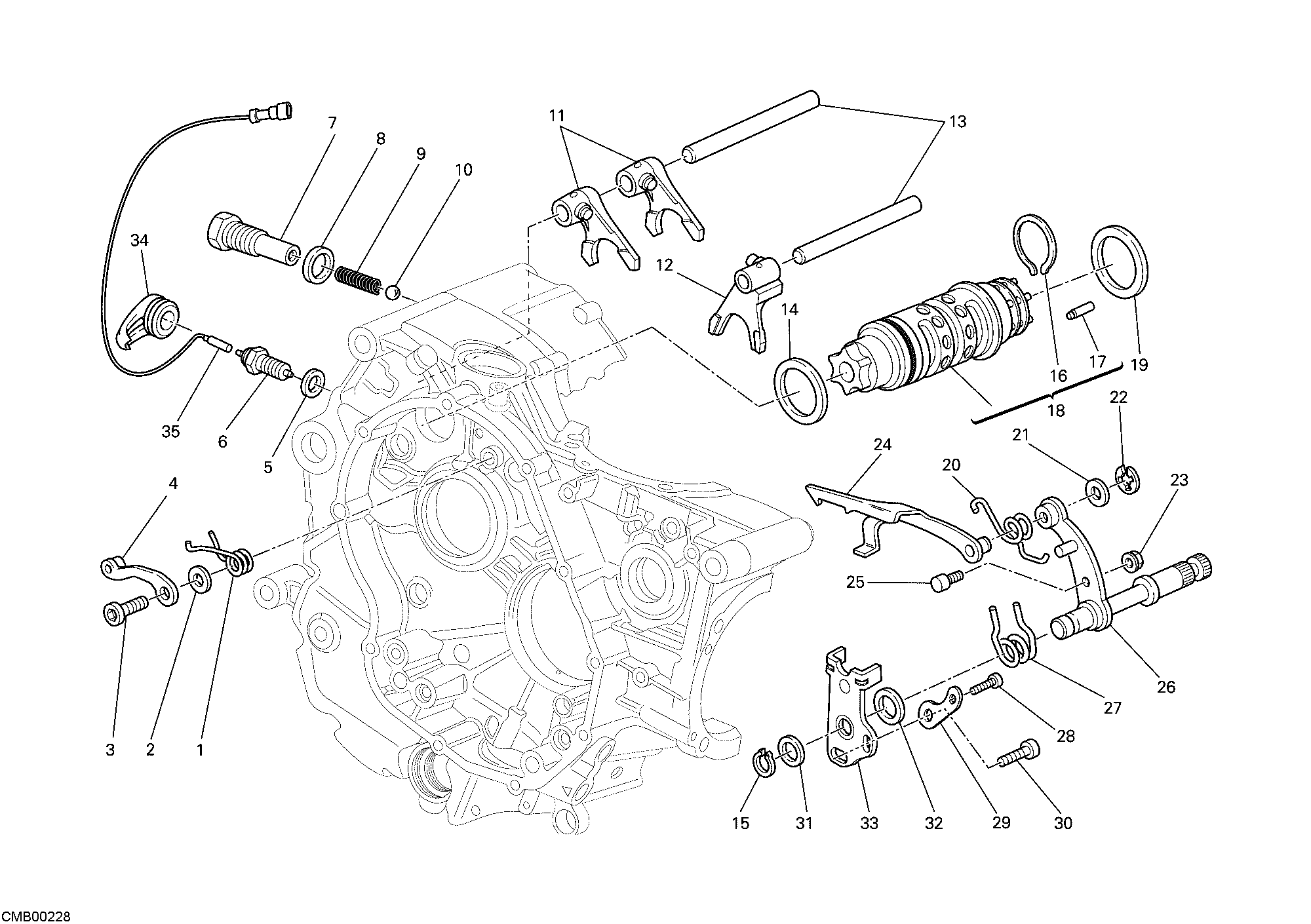 Tambour changement vitesse - fourchette