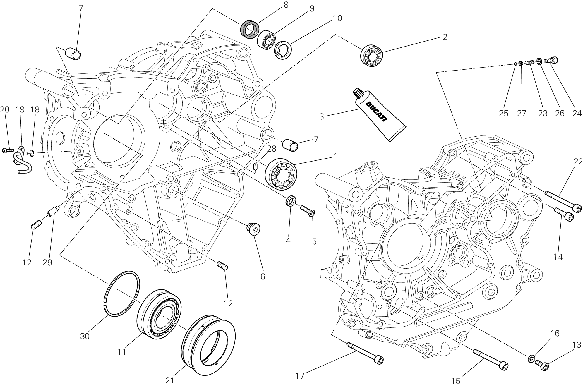 Roulements carter moteur