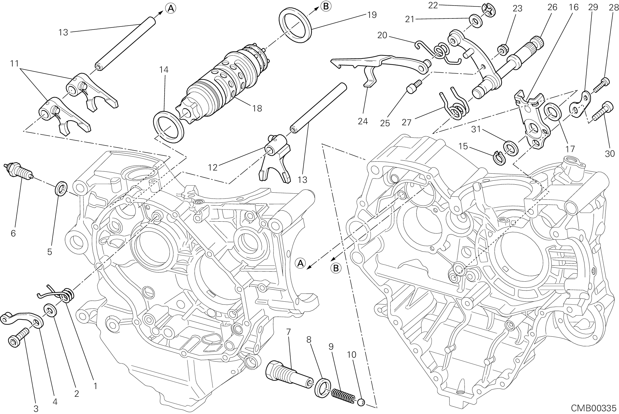 Tambour changement vitesse - fourchette