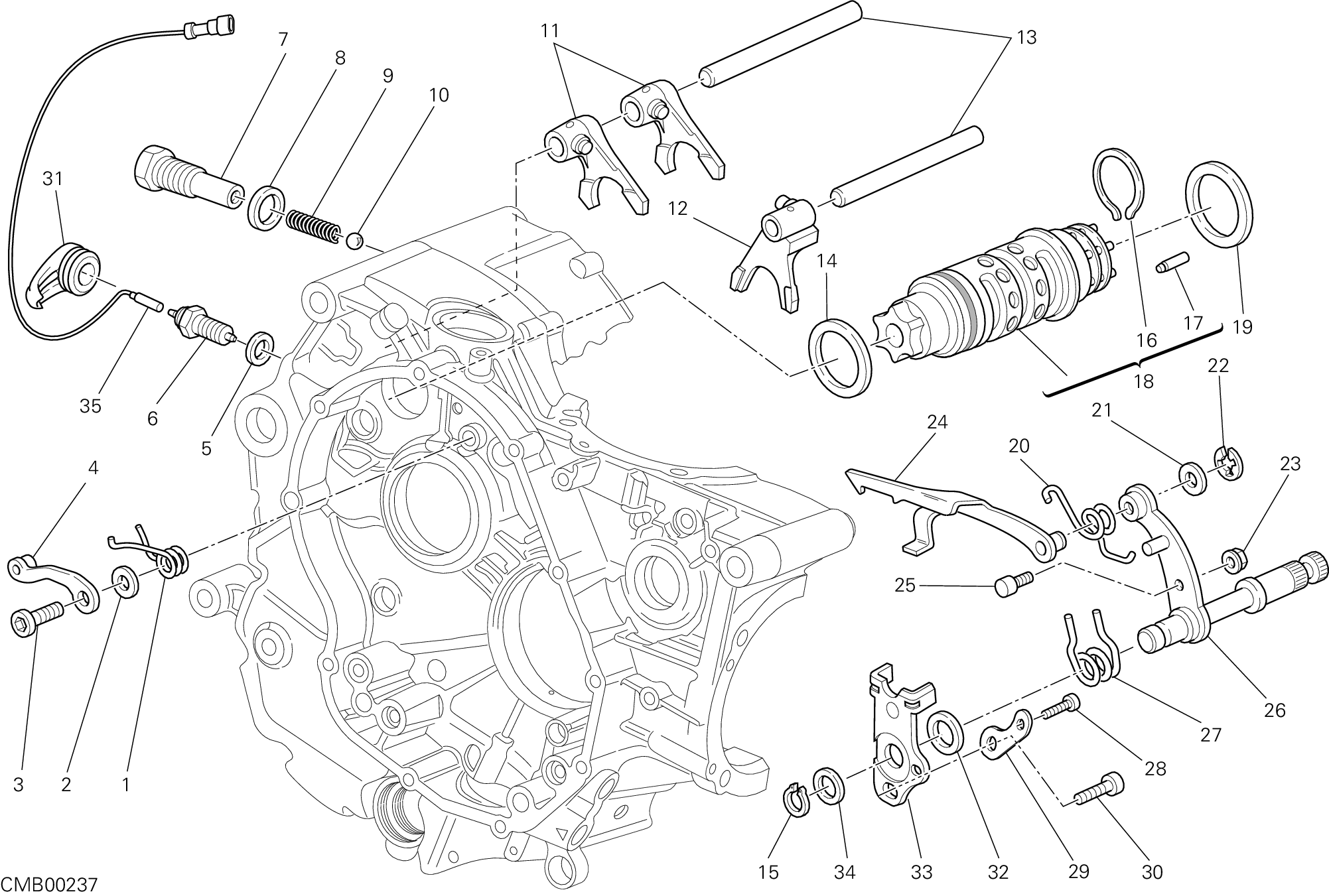Tambour changement vitesse - fourchette
