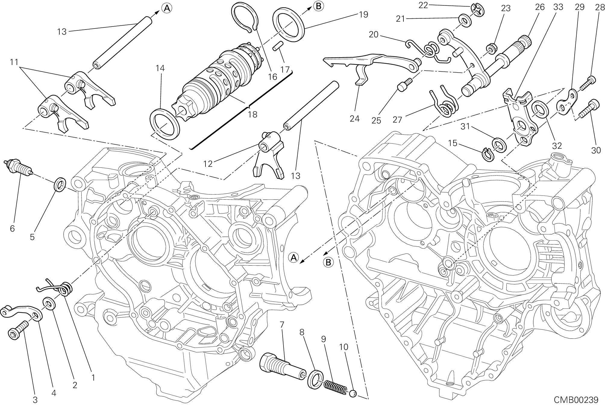 Tambour changement vitesse - fourchette