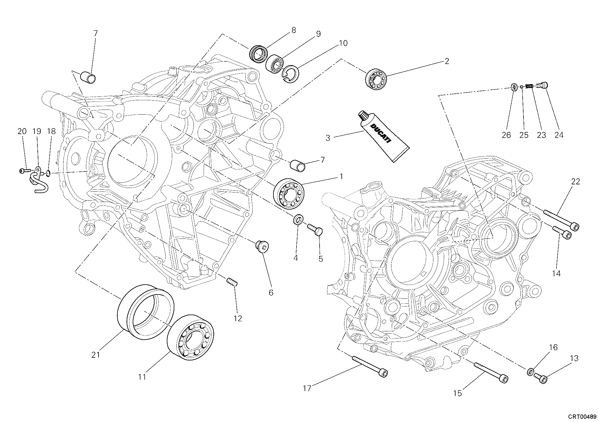 Roulements carter moteur