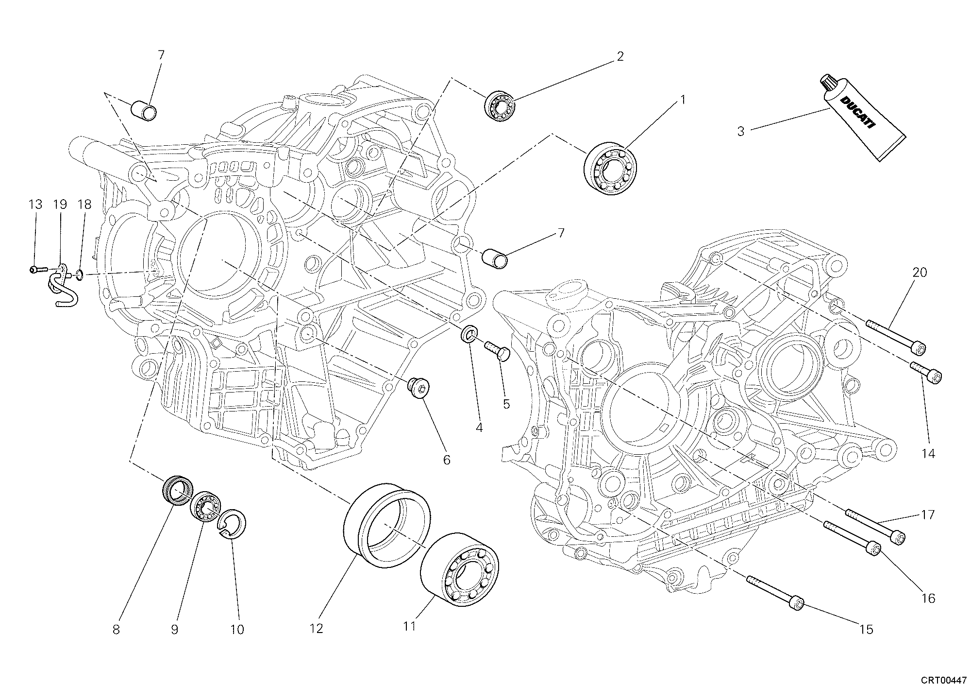 Roulements carter moteur