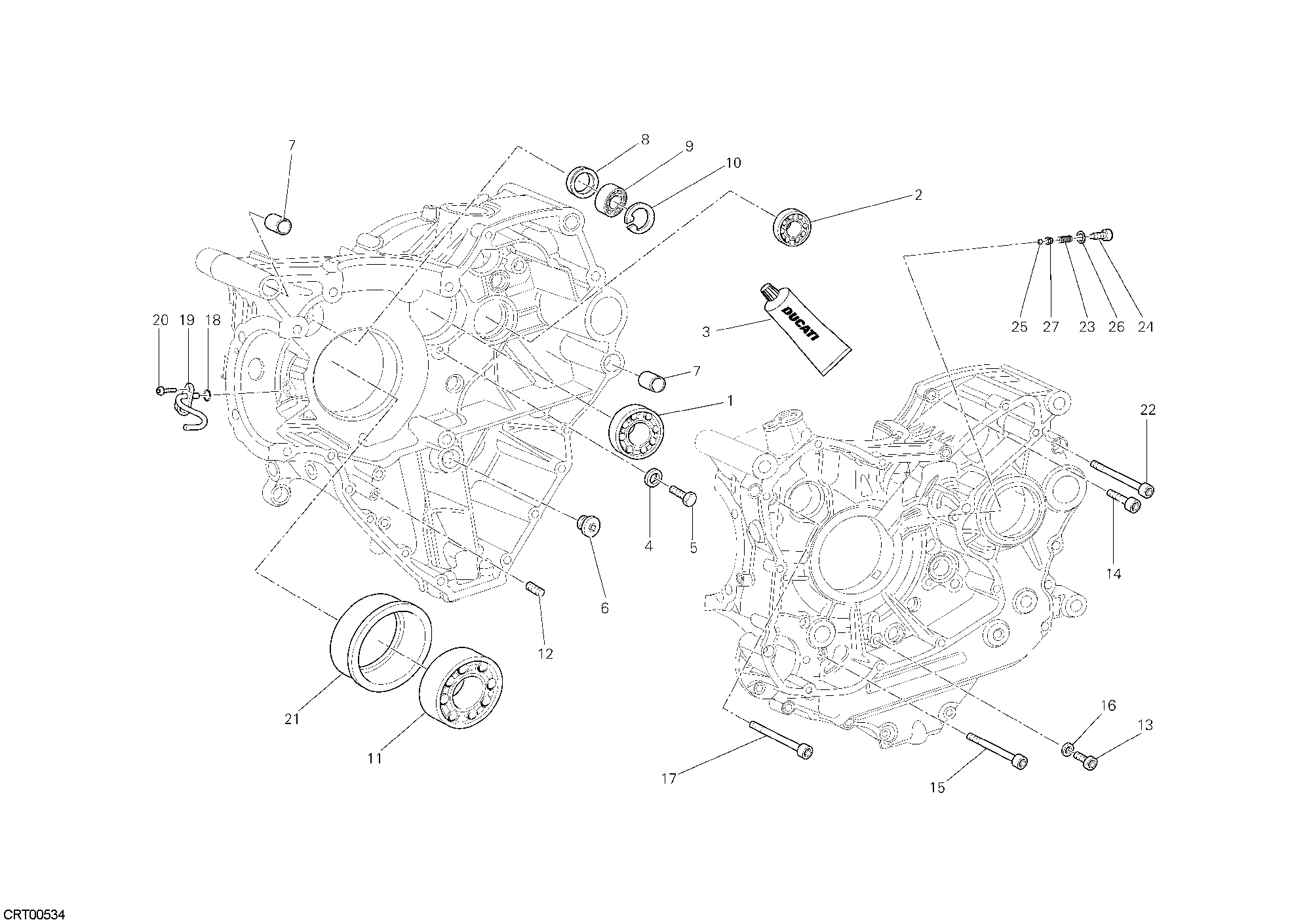 Roulements carter moteur