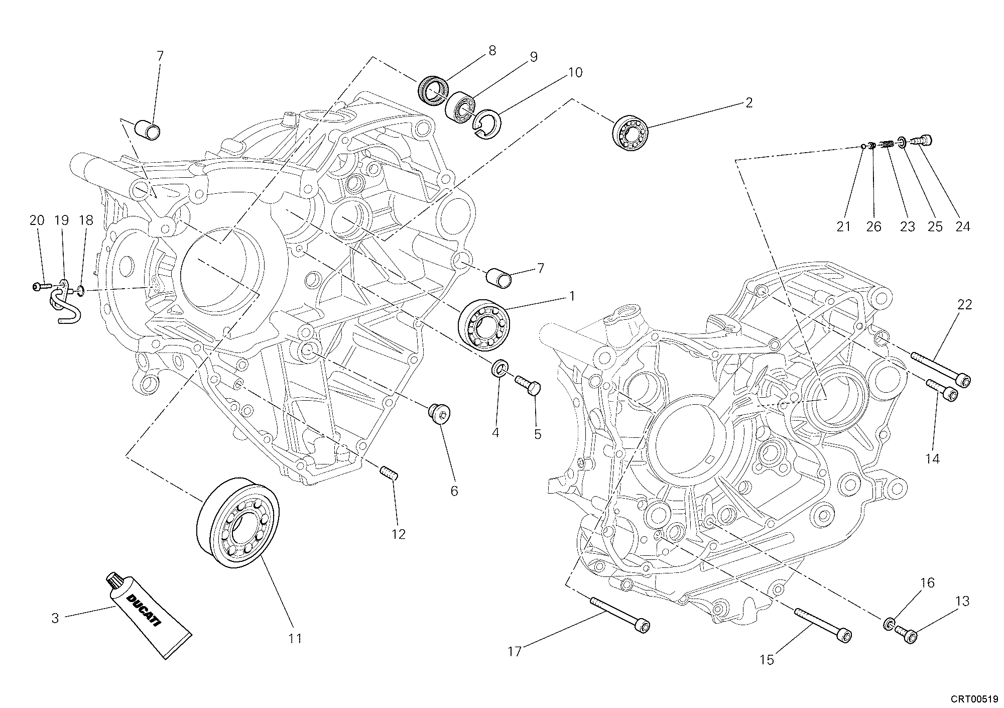 Roulements carter moteur