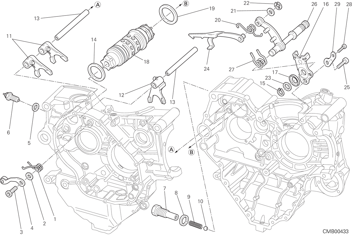 Tambour changement vitesse - fourchette