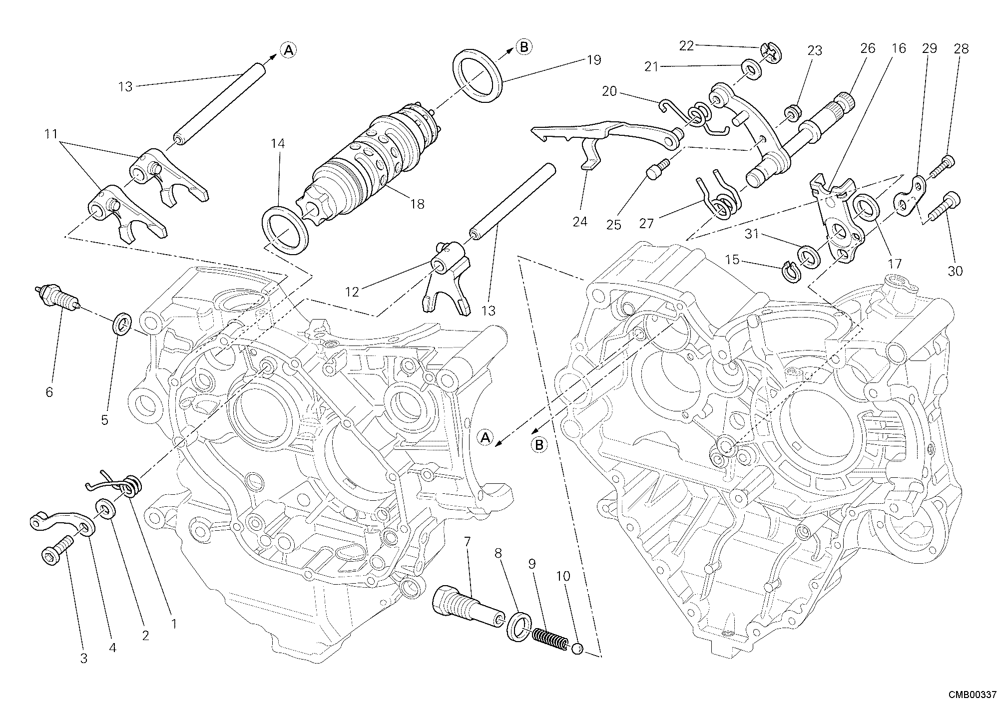 Tambour changement vitesse - fourchette