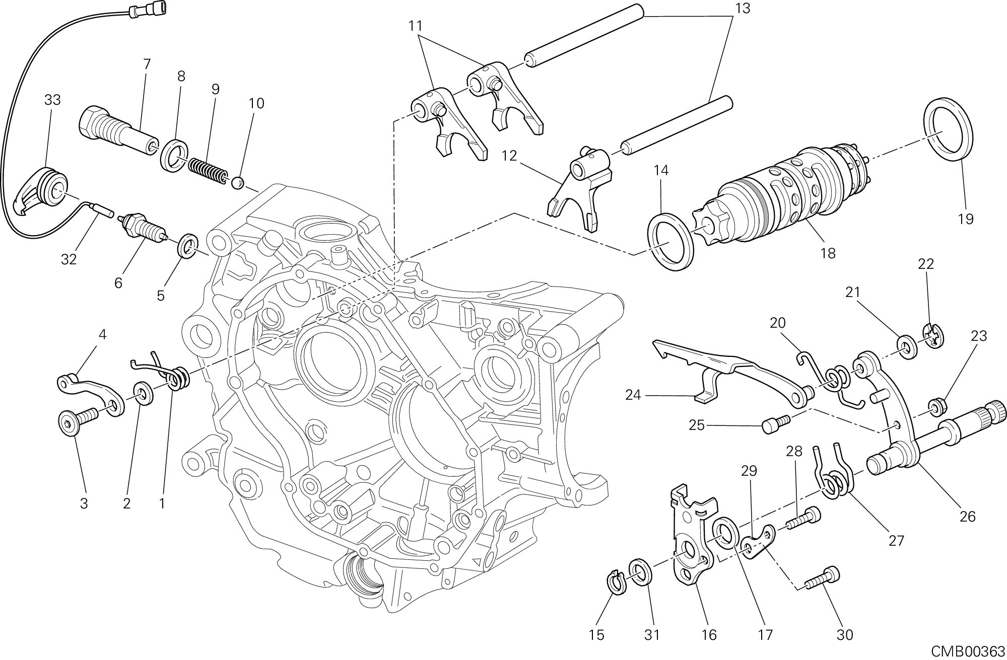 Tambour changement vitesse - fourchette