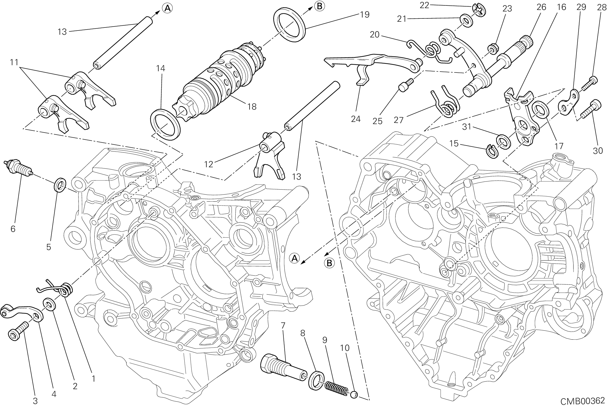 Tambour changement vitesse - fourchette