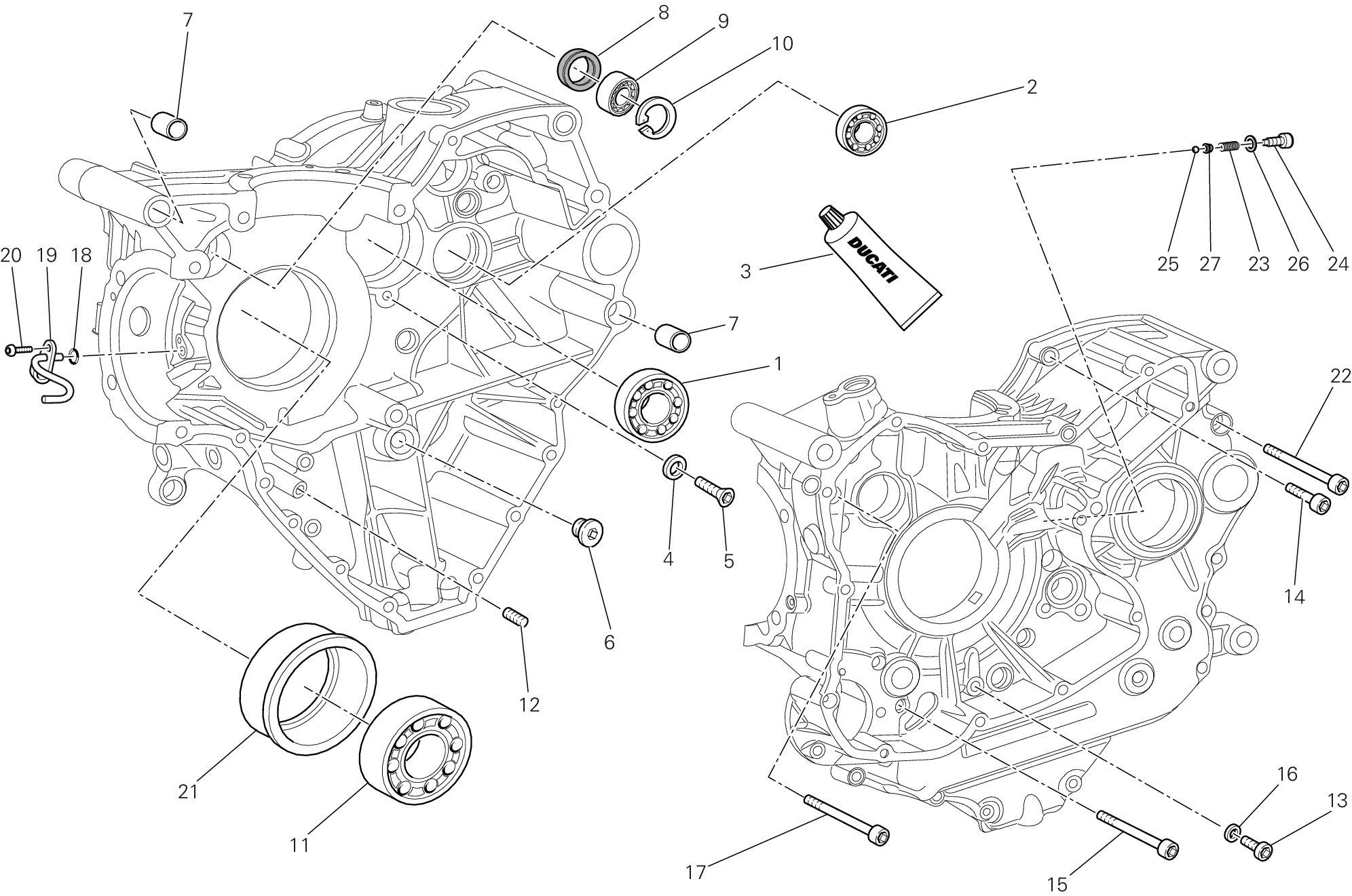 Roulements carter moteur