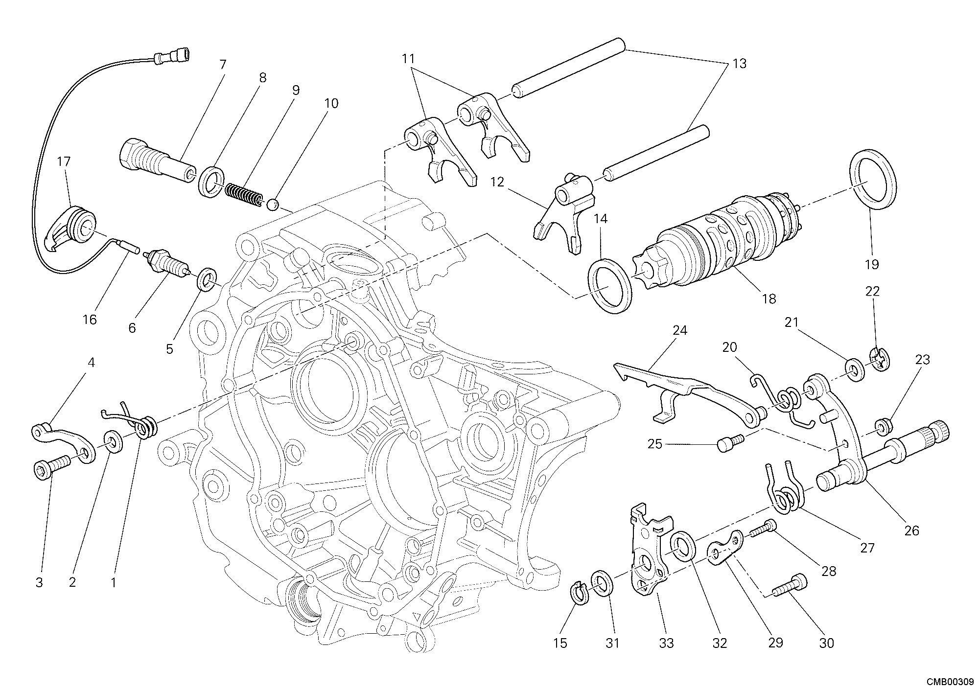 Tambour changement vitesse - fourchette