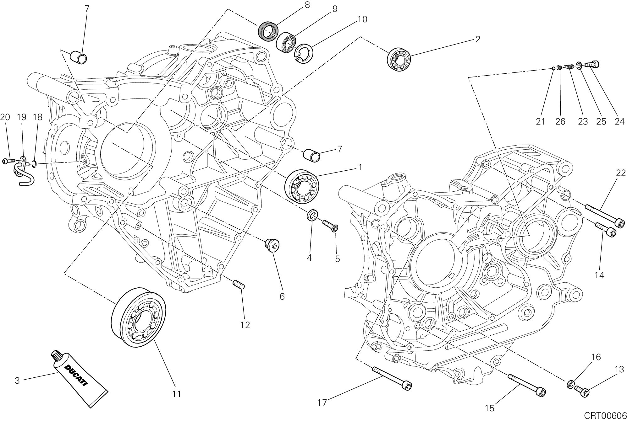 Roulements carter moteur