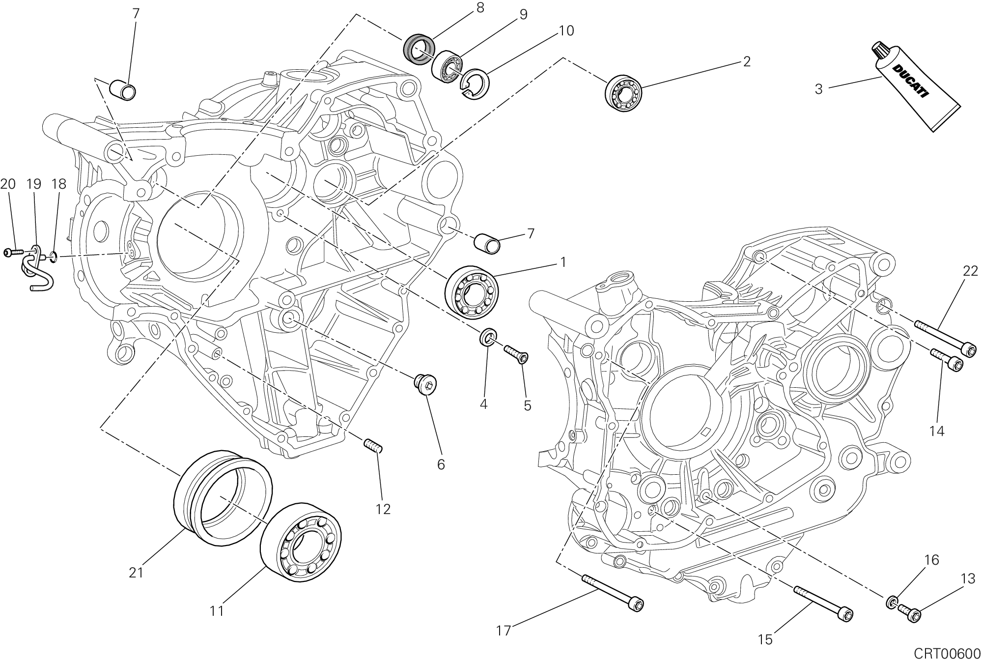 Roulements carter moteur