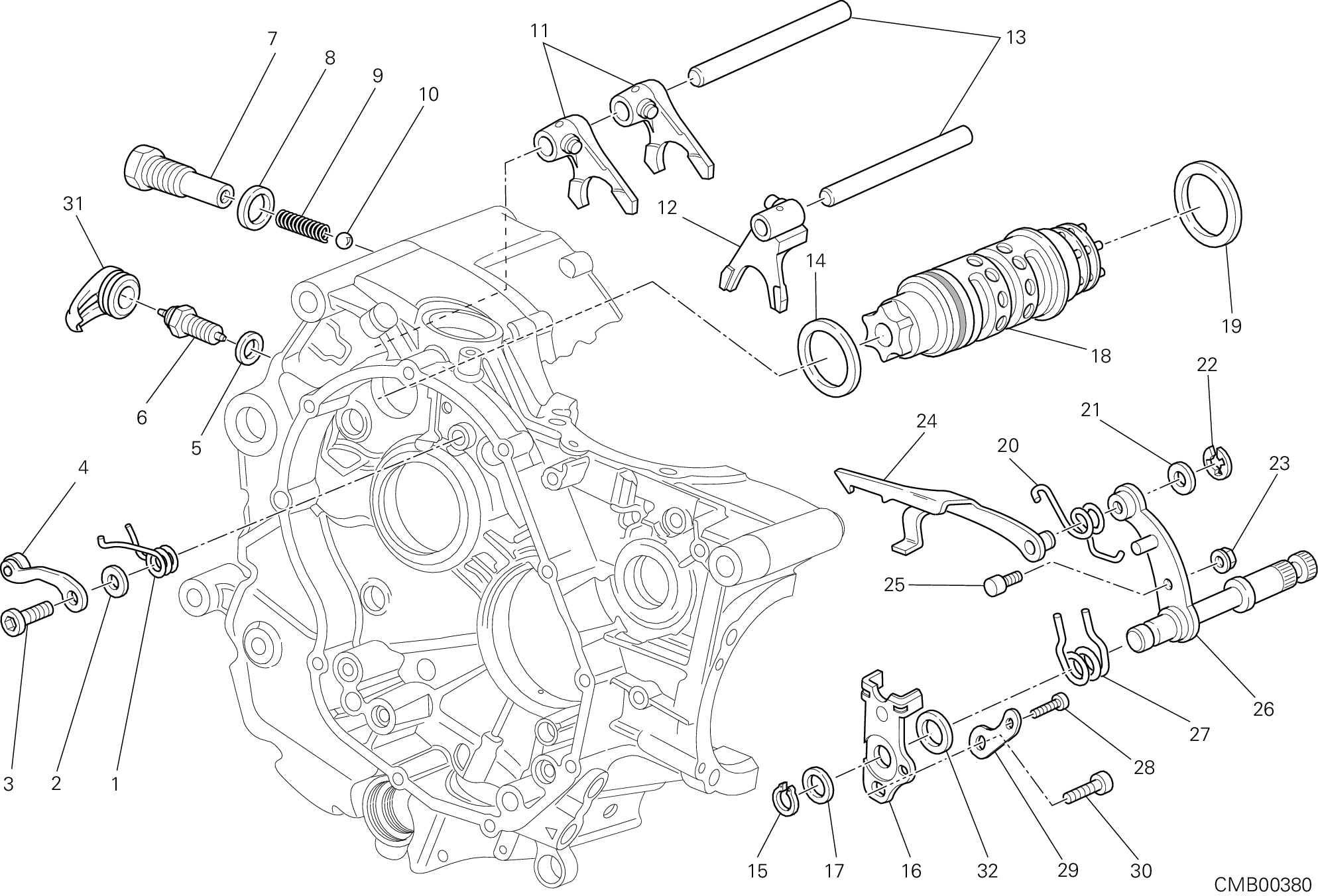 Tambour changement vitesse - fourchette
