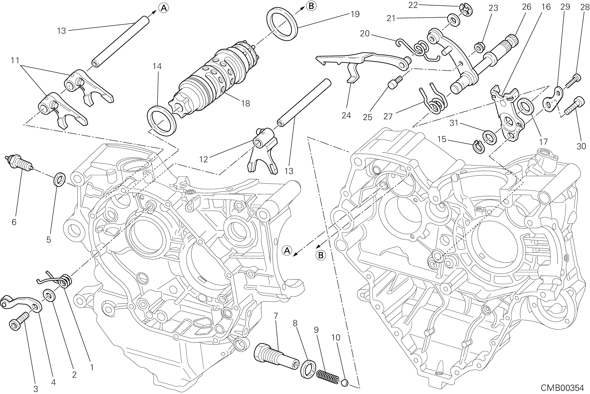 Tambour changement vitesse - fourchette