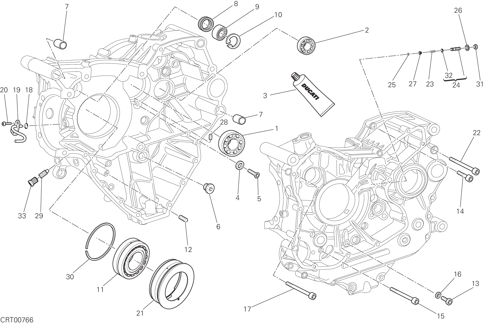 Roulements carter moteur