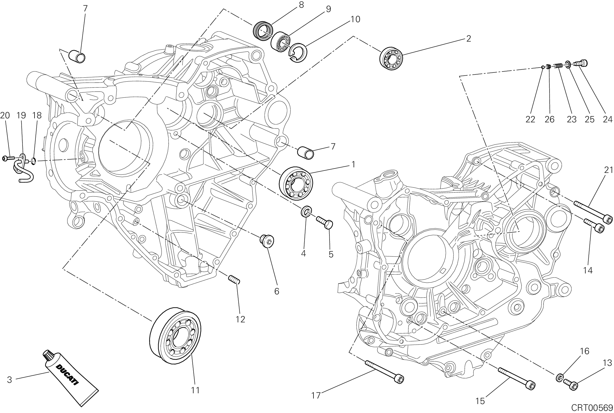 Roulements carter moteur