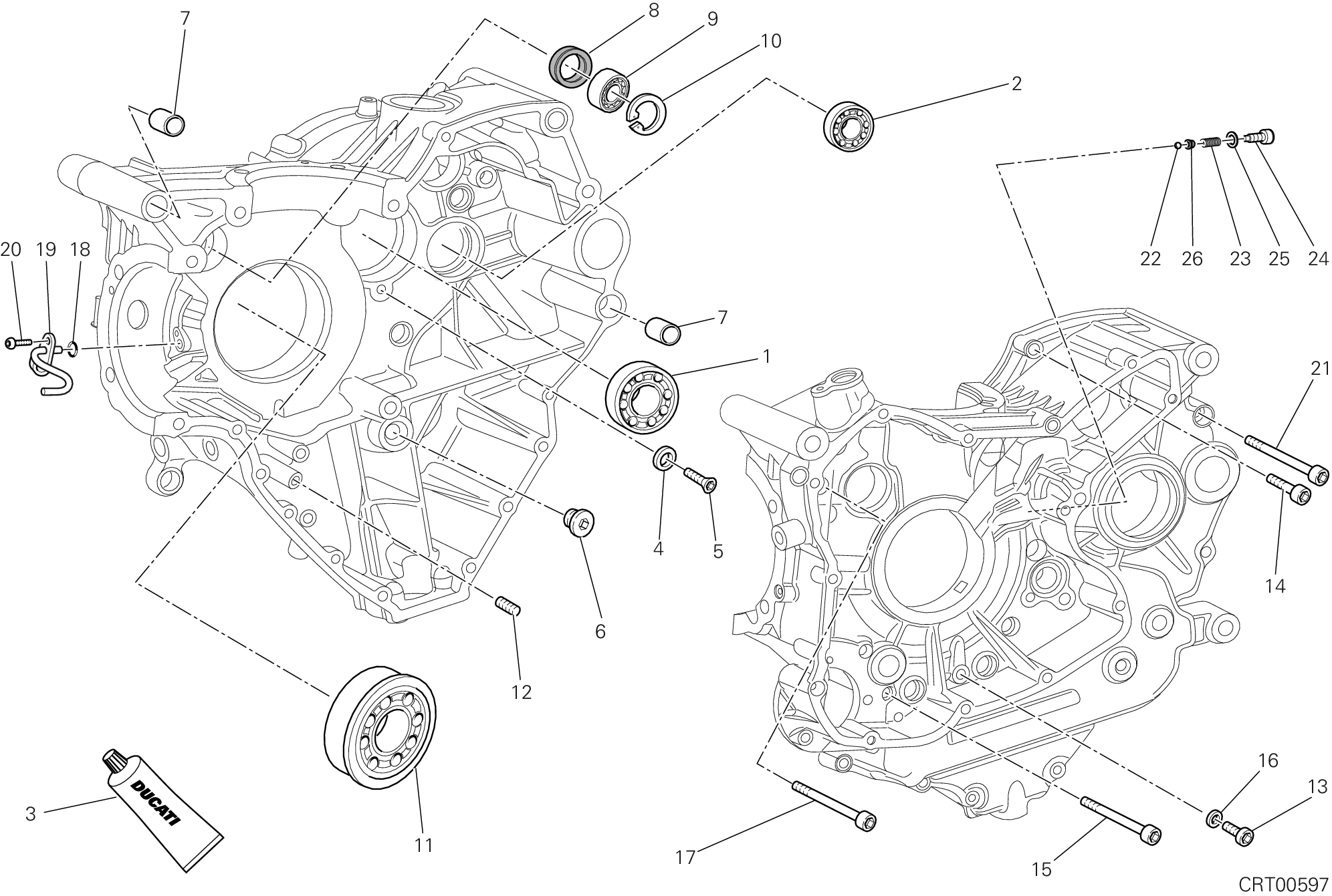 Roulements carter moteur