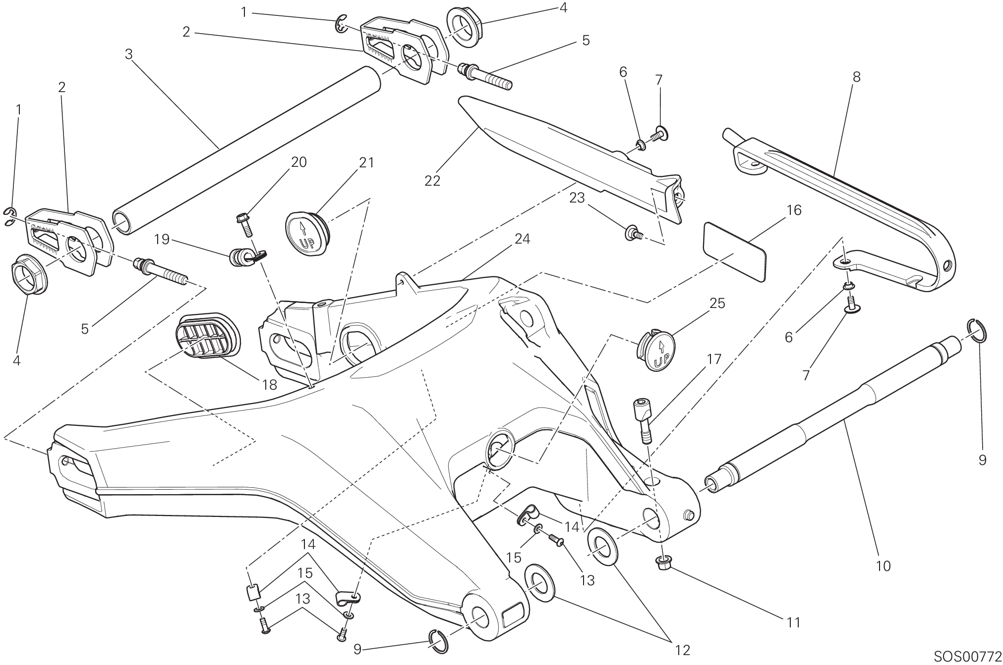 Bras oscillant arrière