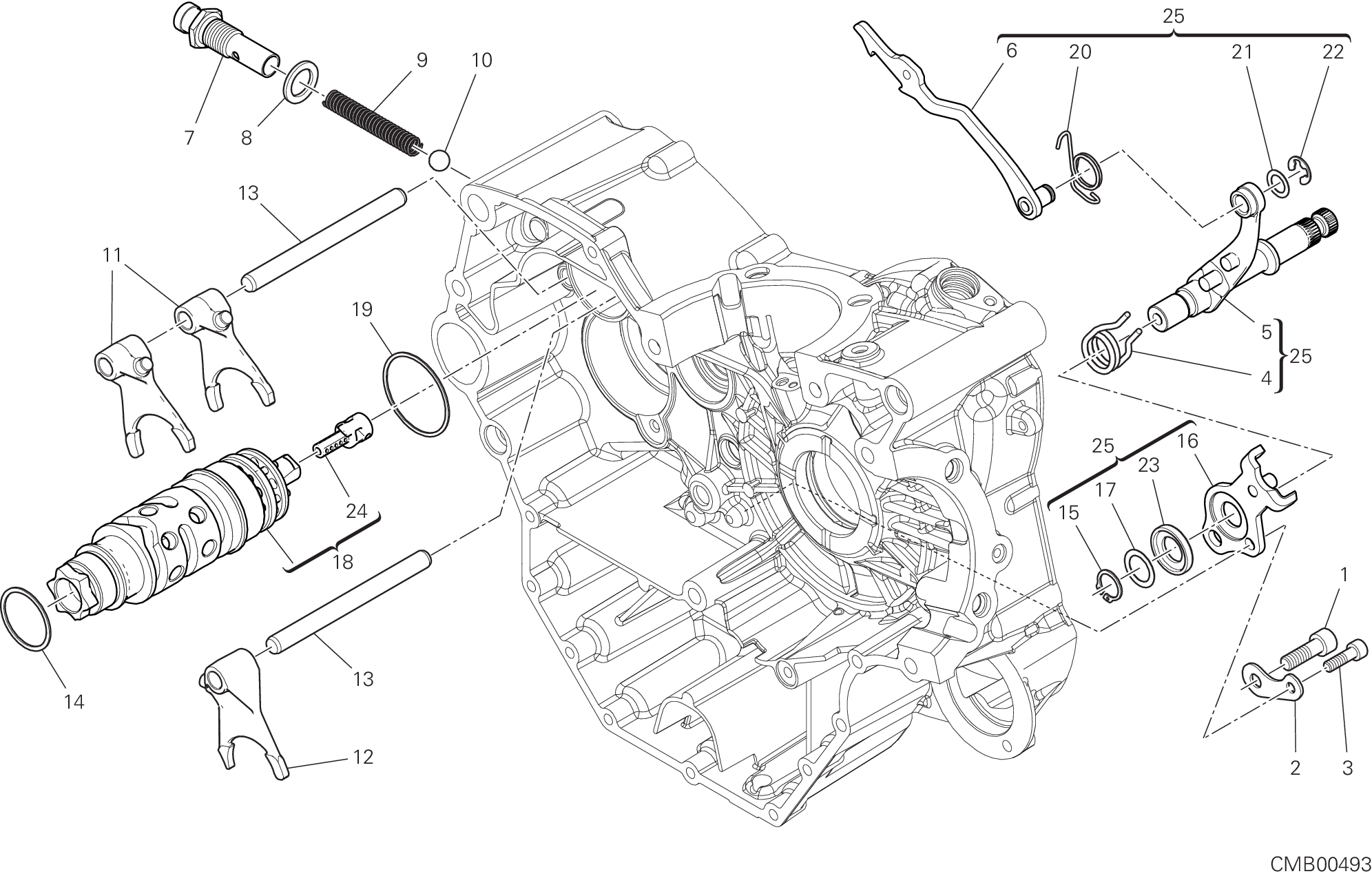 Tambour changement vitesse - fourchette