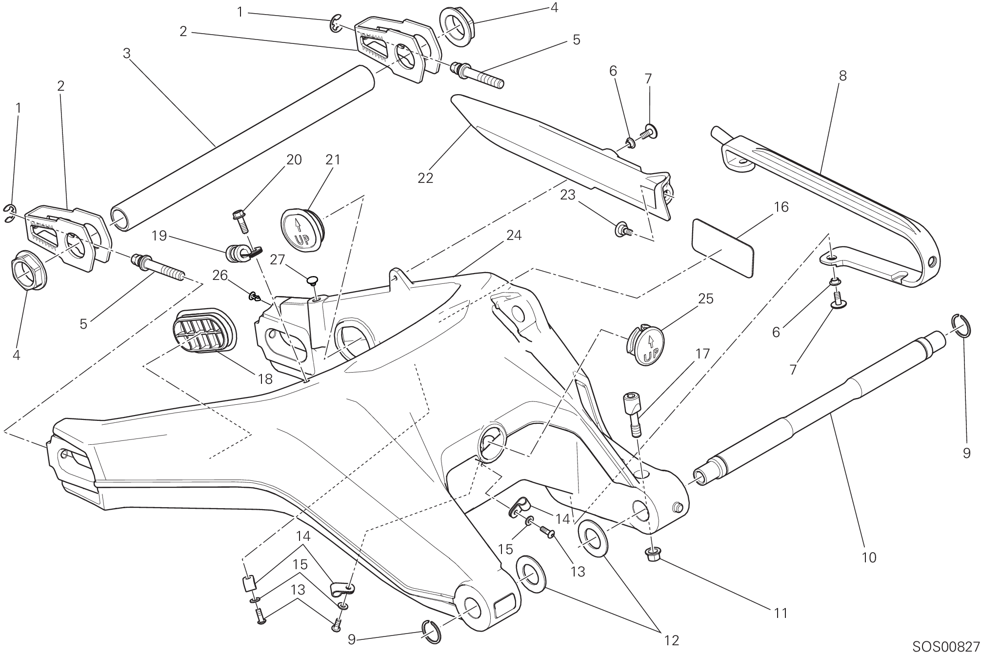 Bras oscillant arrière