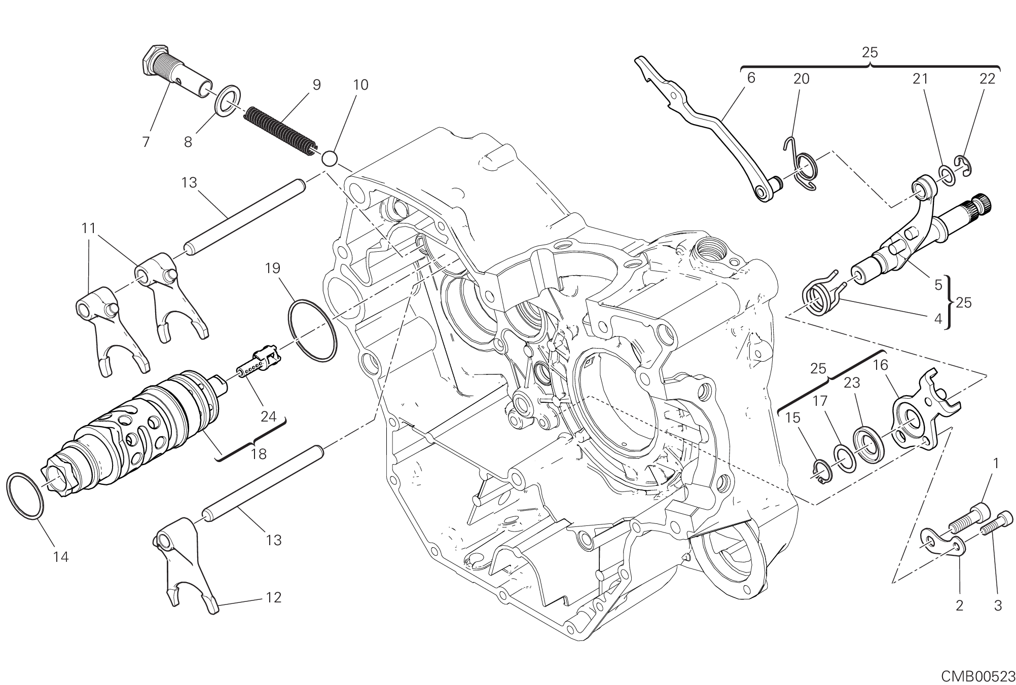Tambour changement vitesse - fourchette