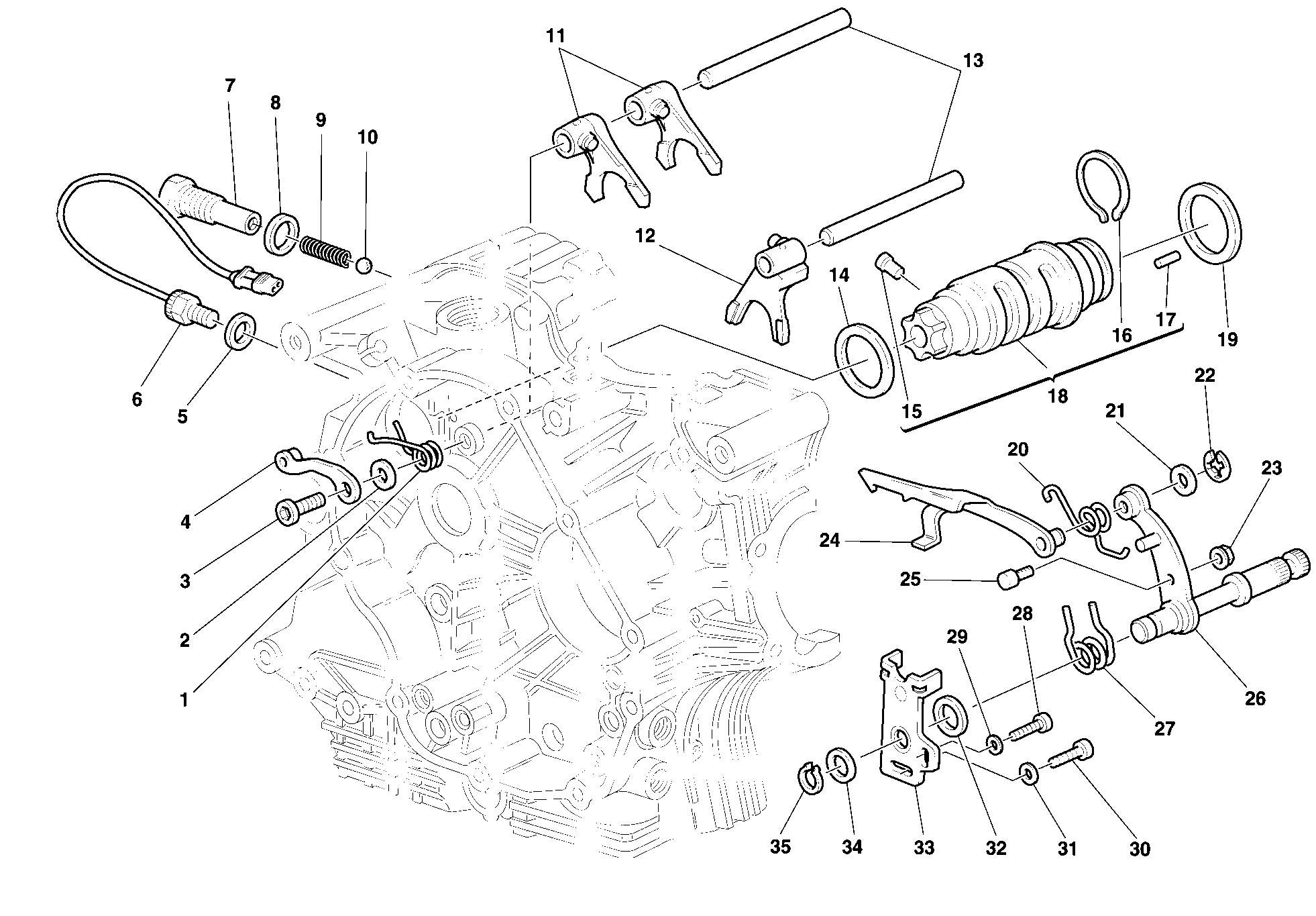 Tambour changement vitesse - fourchette