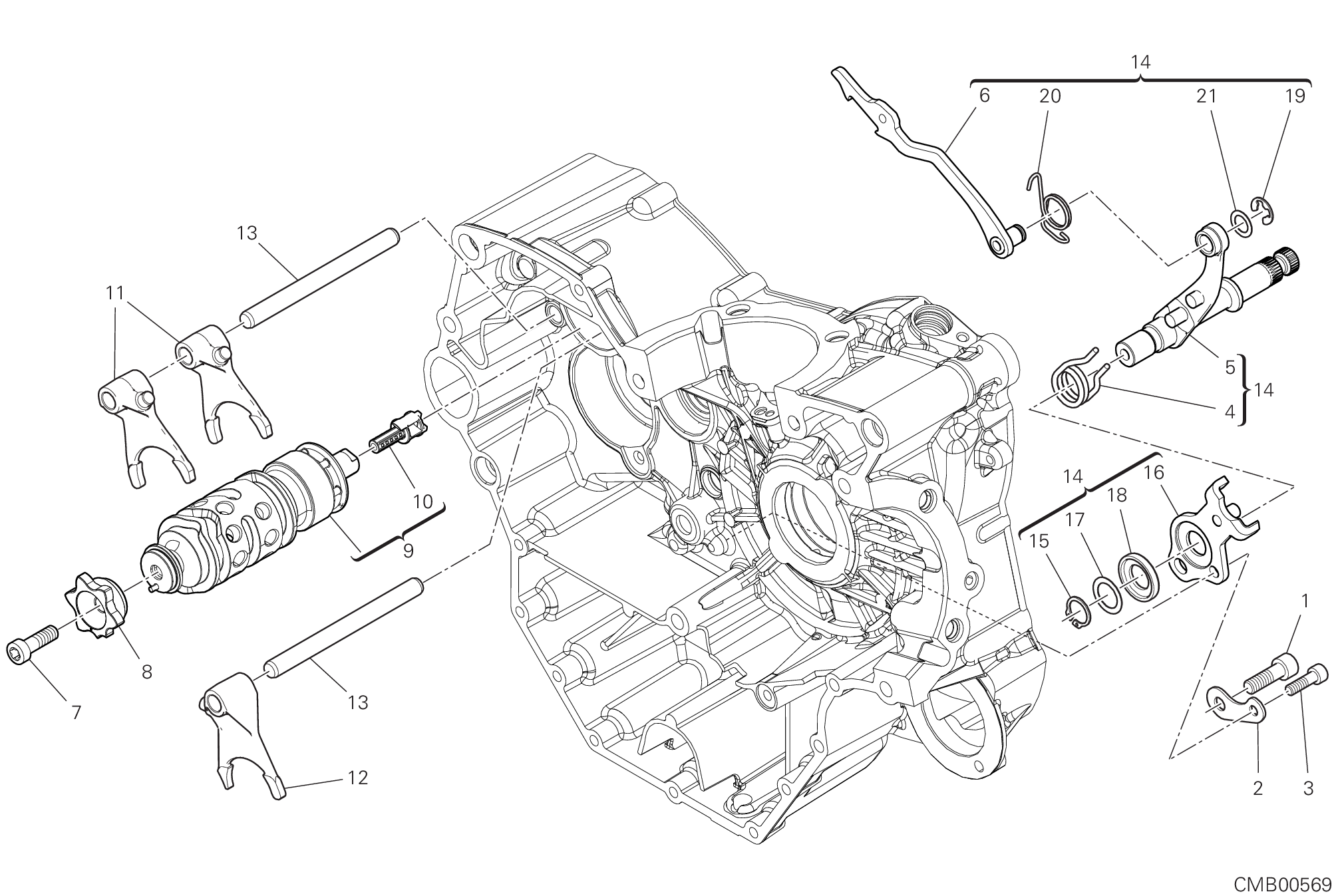 Tambour changement vitesse - fourchette