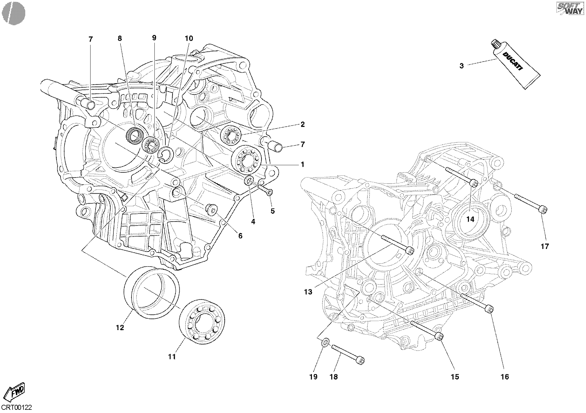 Roulements carter moteur