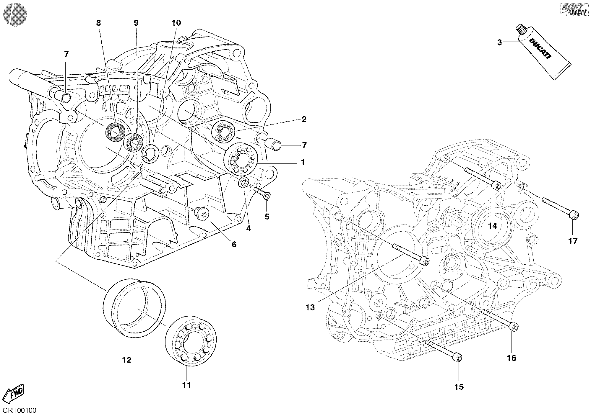 Roulements carter moteur