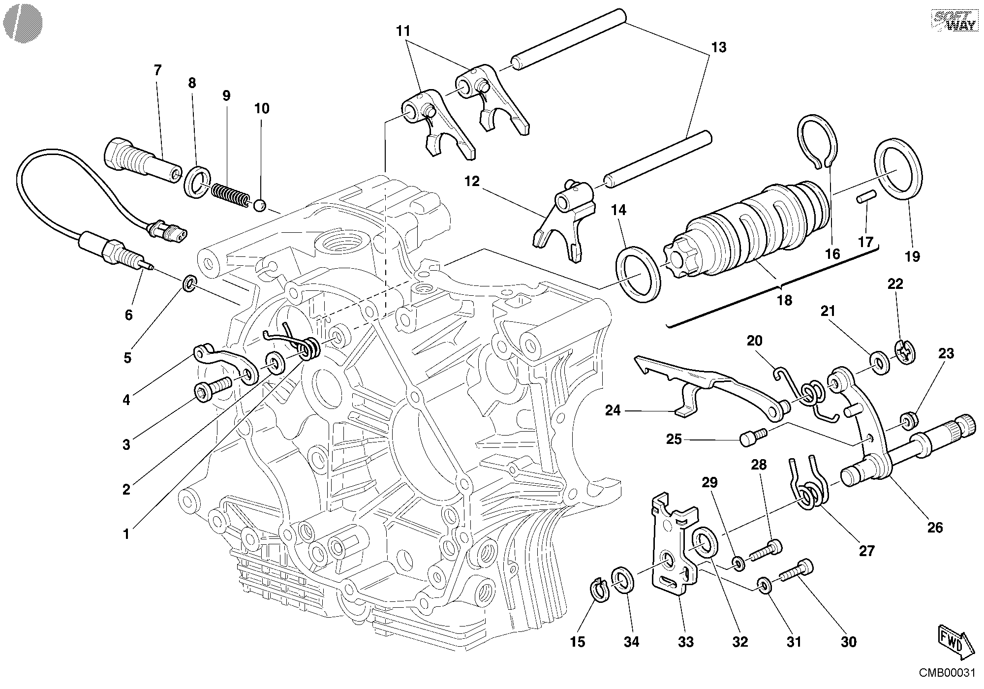 Tambour changement vitesse - fourchette