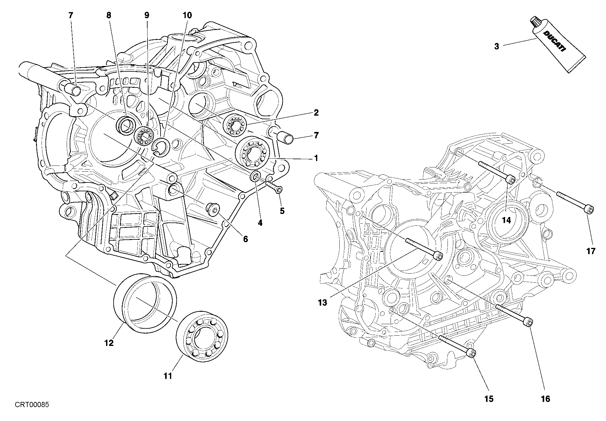 Roulements carter moteur