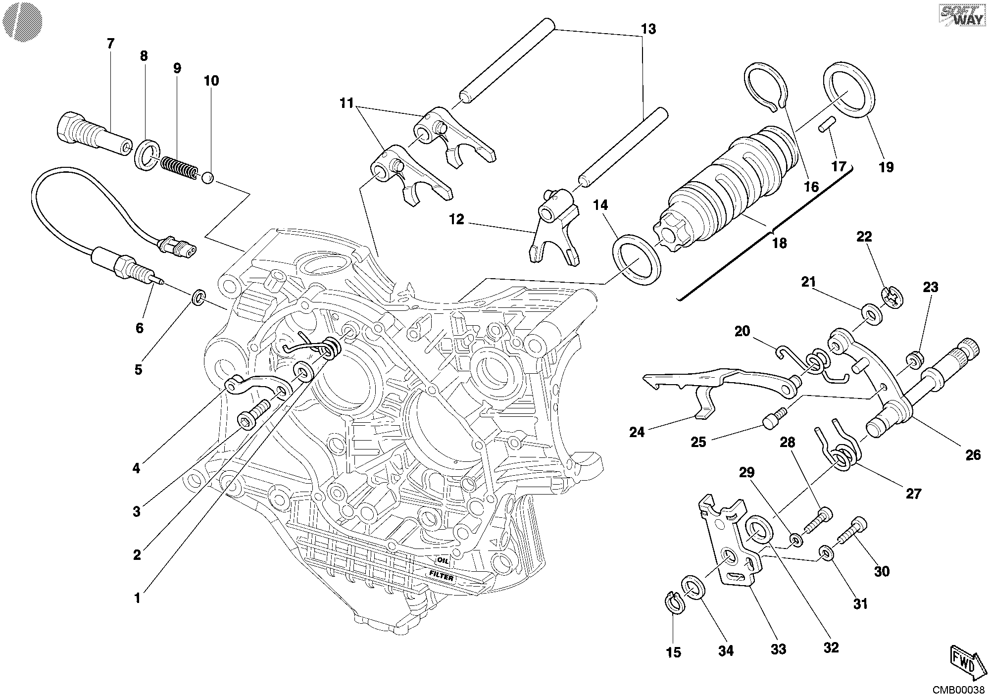 Tambour changement vitesse - fourchette