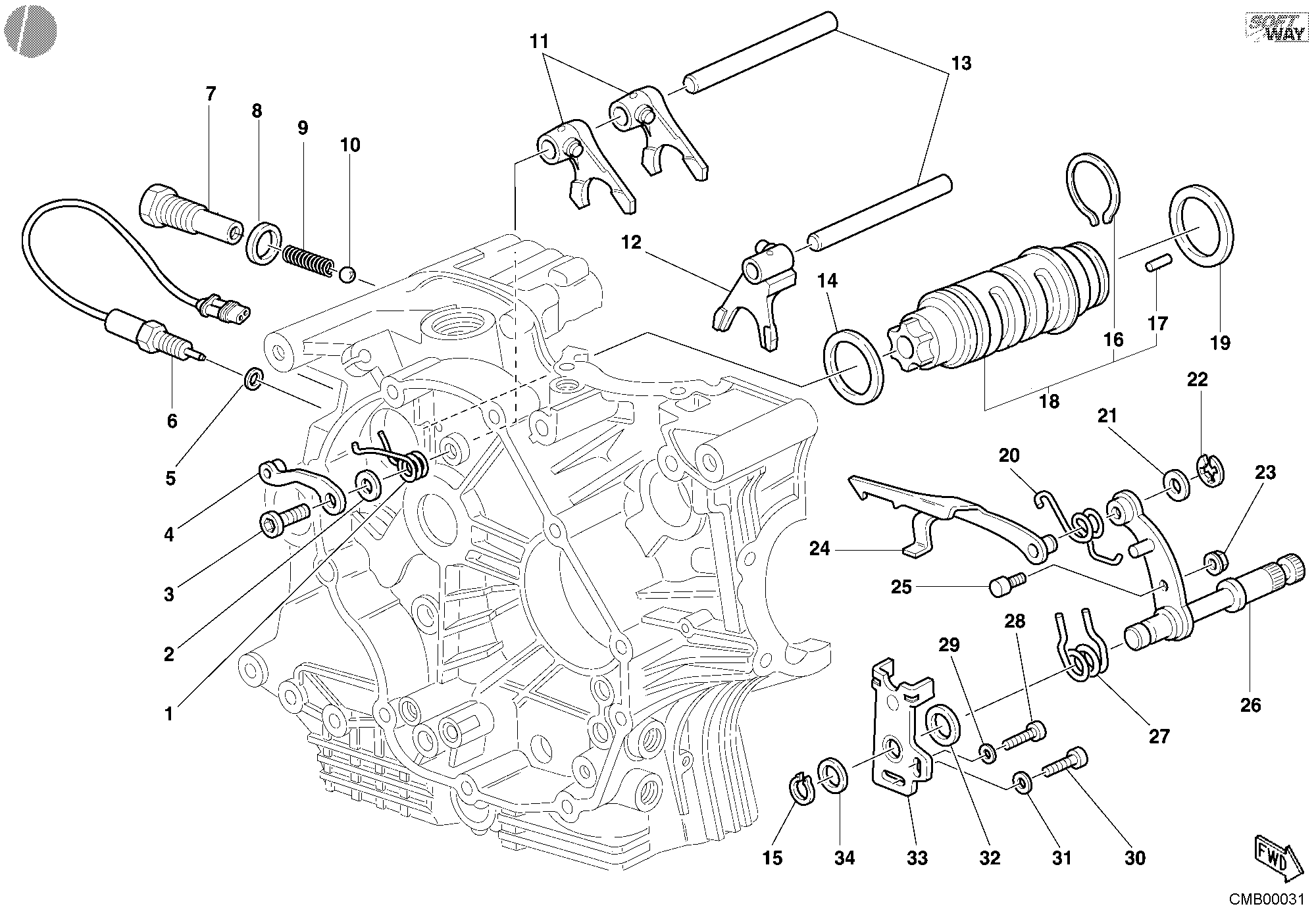 Tambour changement vitesse - fourchette