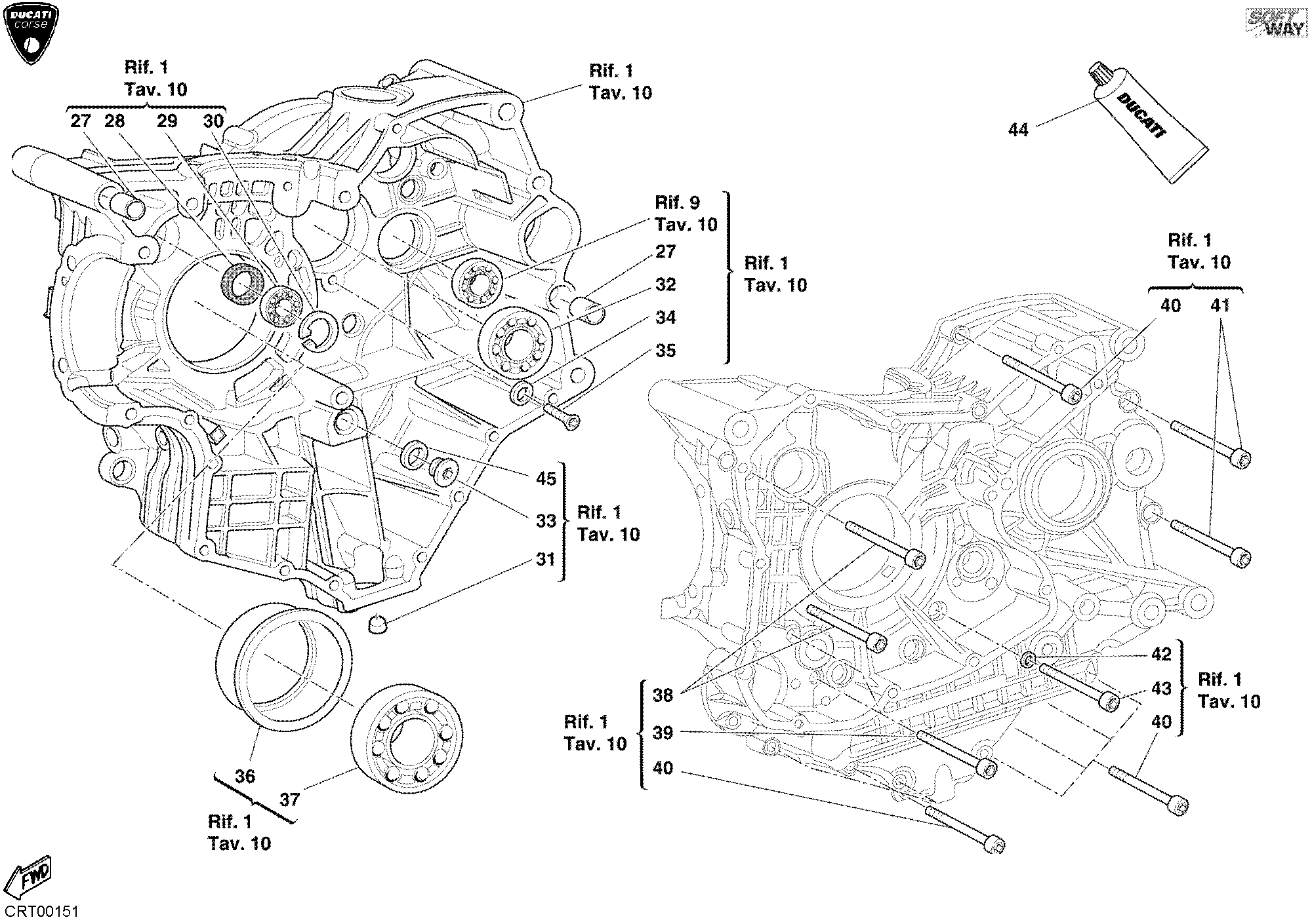 Roulements carter moteur