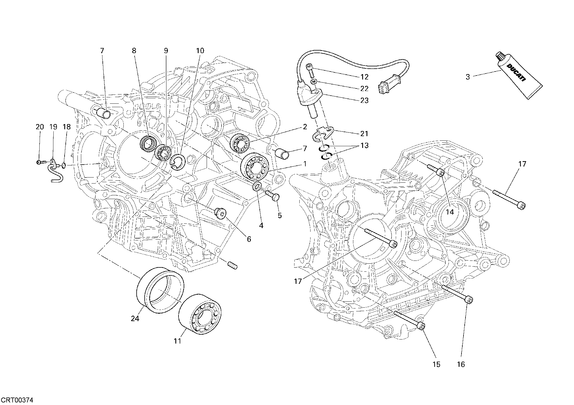 Roulements carter moteur