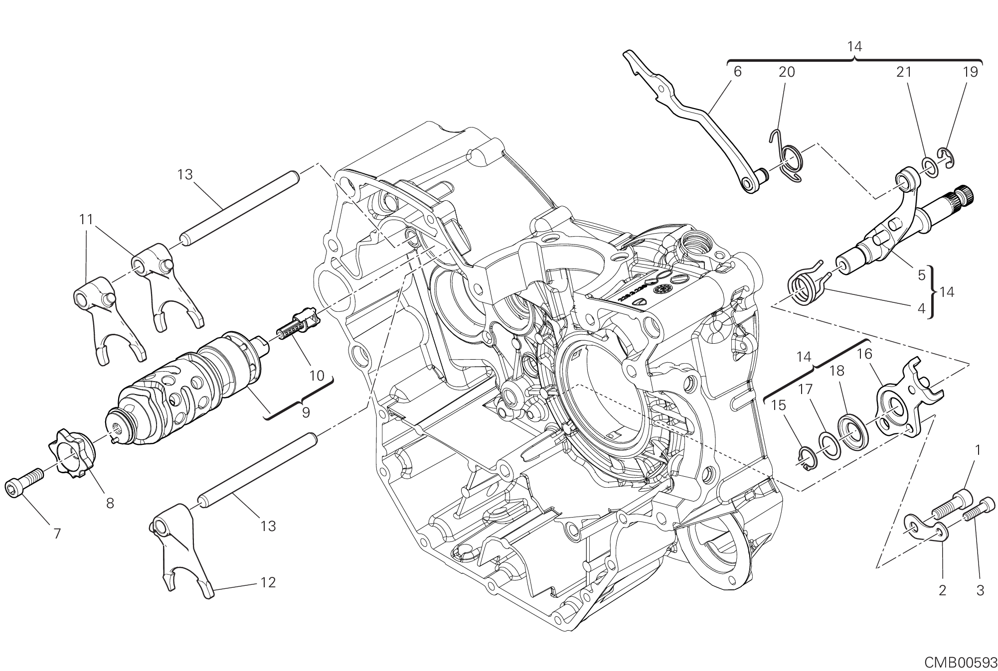 Tambour changement vitesse - fourchette