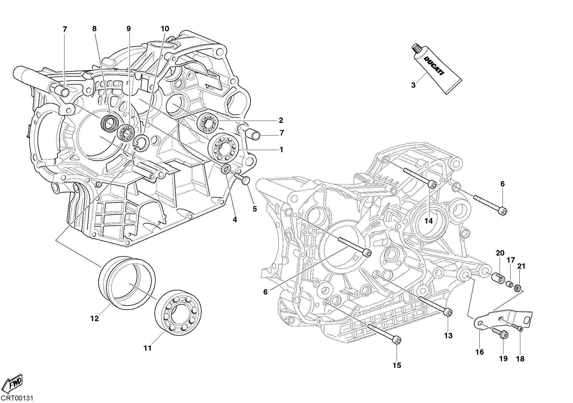 Roulements carter moteur