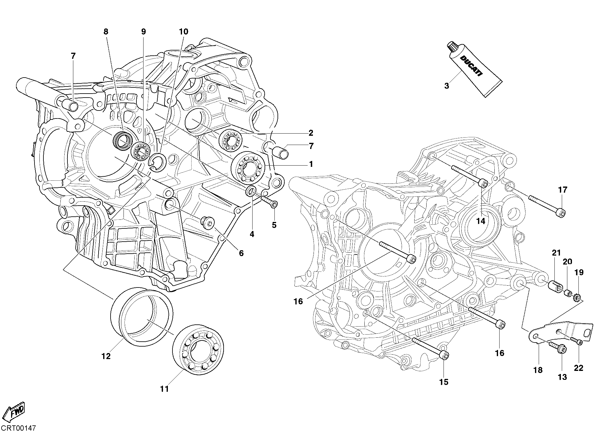 Roulements carter moteur