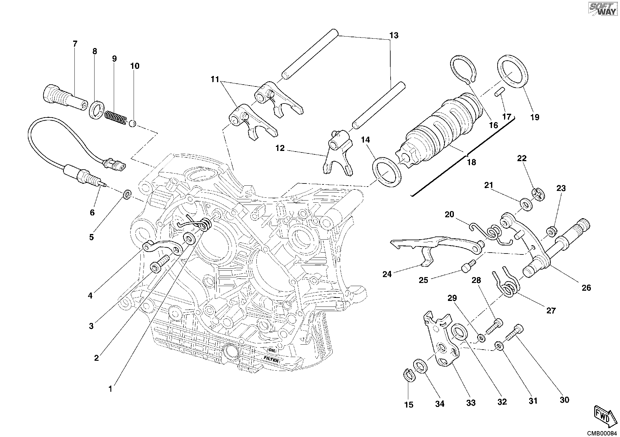 Tambour changement vitesse - fourchette