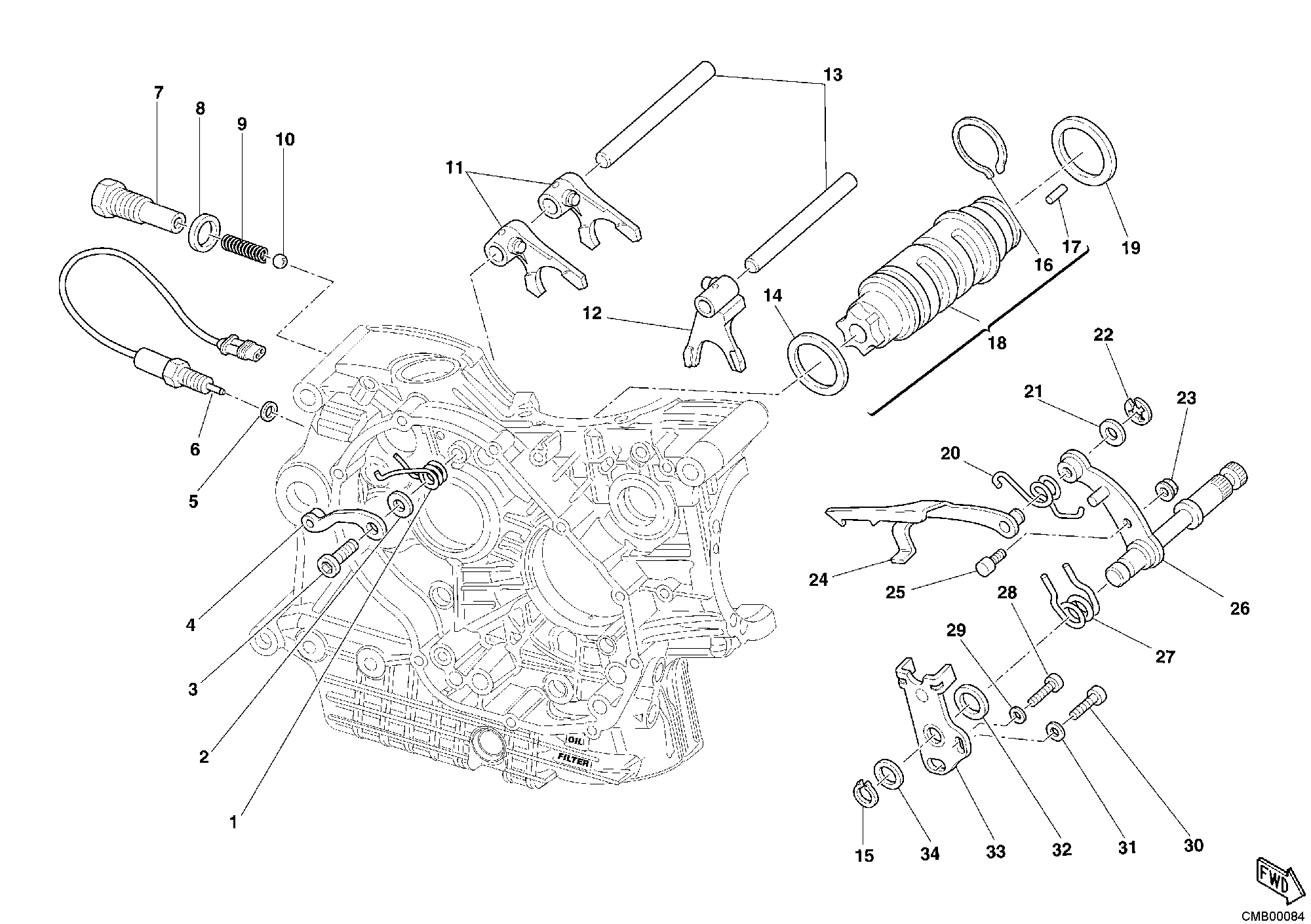 Tambour changement vitesse - fourchette